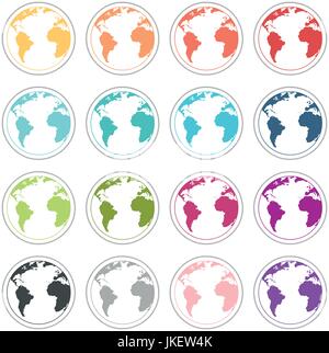 Terra colorata icona a forma di globo, mappa Mondo Illustrazione Vettoriale