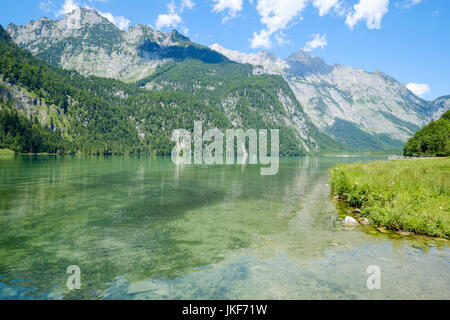 Königssee visto dalla parte superiore del lago a Salet, Alta Baviera, Baviera, Germania, Europa Foto Stock