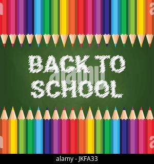 Si torna a scuola Poster matite colorate su Chalk sfondo della scheda Illustrazione Vettoriale