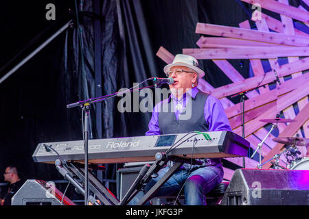 Vancouver, Canada. 22 Luglio, 2017. Portiere di Murray suona presso il tamburo è chiamando Festival, Canada 150+ event, Larwill Park, Vancouver, British Columbia, Canada. Credito: Michael Wheatley/Alamy Live News Foto Stock