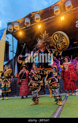 Vancouver, Canada. 22 Luglio, 2017. Il tamburo è chiamando Festival, Canada 150+ event, Larwill Park, Vancouver, British Columbia, Canada. Credito: Michael Wheatley/Alamy Live News Foto Stock