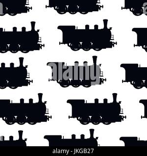 Silhouette locomotiva a vapore sullo sfondo senza giunture Illustrazione Vettoriale