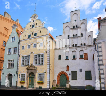 Complesso di edifici di vecchia costruzione - i tre fratelli - Riga, Lettonia Foto Stock