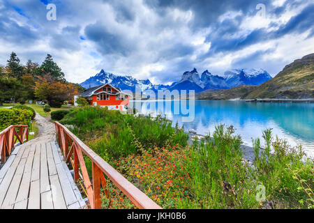 Parco Nazionale di Torres del Paine Cile. Lago Pehoe. Foto Stock