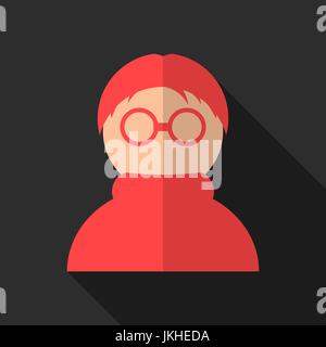 Red anonimo icona con lunga ombra Illustrazione Vettoriale