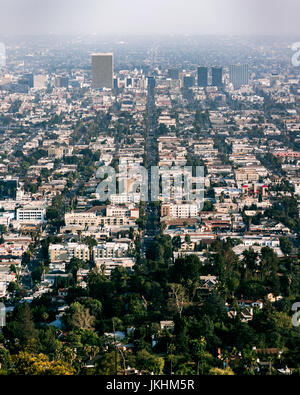 La vista della città di Los Angeles dall'Osservatorio Griffith Foto Stock