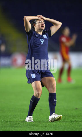 L'Inghilterra del Jodie Taylor reagisce durante il femminile UEFA Euro 2017, Gruppo D corrispondono a Rat Verlegh Stadium, Breda. Foto Stock