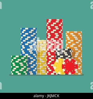 Pile colorato poker chips. Illustraion vettore Illustrazione Vettoriale