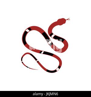Illustrazione Vettoriale rosso e nero serpente rettile o serpente icona piatta per animale Illustrazione Vettoriale