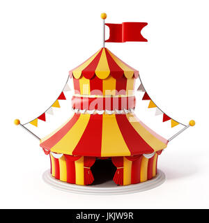 Tenda del circo isolati su sfondo bianco. 3D'illustrazione. Foto Stock