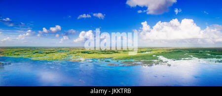 Una vista panoramica della Florida Everglades fotografati da un drone ad una altitudine di 300 piedi. Foto Stock