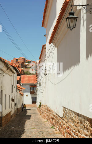 Scena di strada in Sucre, Bolivia, Sud America Foto Stock