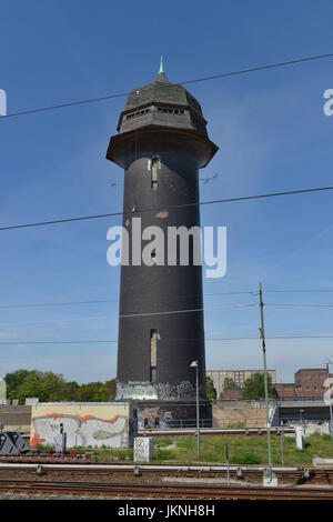 Water Tower, stazione ferroviaria est croce, Friedrich di grove, Berlino, Germania, Wasserturm, Bahnhof Ostkreuz, Friedrichshain, Deutschland Foto Stock