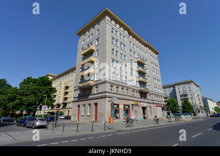 Case di abitazione, Andreasstrasse, del Karl Marx avenue, Friedrich di grove, Berlino, Germania, Wohnhaeuser, Karl-Marx-Allee, Friedrichshain, Deutschland Foto Stock