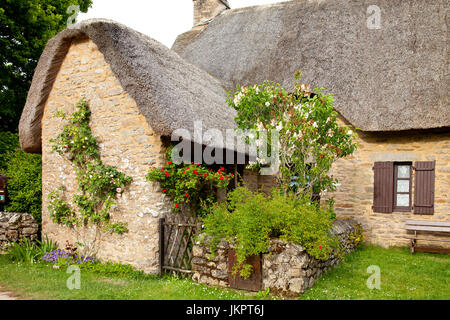 Francia, Loire-Atlantique (44), Parc Naturel Régional de Brière, Saint-Lyphard, Hameau de Khérinet entièrement restauré par le Parc, maison typique au Foto Stock