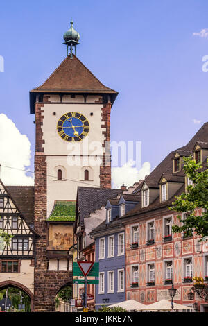 Schwabentor, gate tower, centro storico di Friburgo, Baden-Wuerttemberg, Schwarzwald, foresta nera, Germania Foto Stock