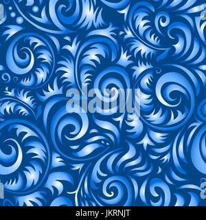 Tradizionale vettore russo seamless pattern in stile gzhel. Può essere utilizzato per striscioni, carta, poster, invito, Etichetta menu Pagina, decorazione o desi web Illustrazione Vettoriale