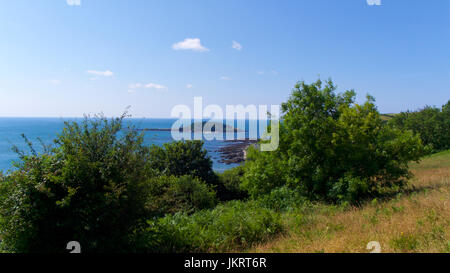 Vista da est verso Looe Looe Island (St George's Island), Cornwall, Regno Unito Foto Stock
