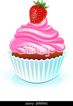 La torta di fragole e di sciroppo di fragola e aroma menta piperita. arte Illustrazione Vettoriale