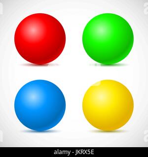 Raccolta di colorate sfere lucida isolato su bianco. Illustrazione di vettore per il design. Illustrazione Vettoriale