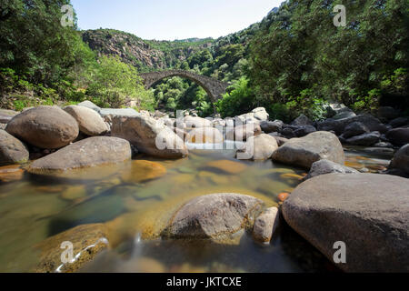 Ponte di Pianella, Ota, Corsica, Francia Foto Stock