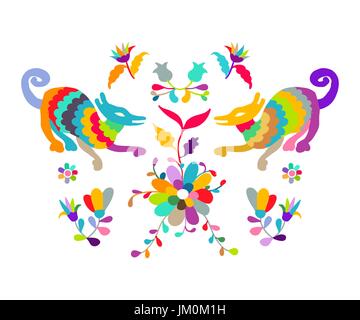 Vettore messicano folk Otomi Pattern ricamo Illustrazione Vettoriale