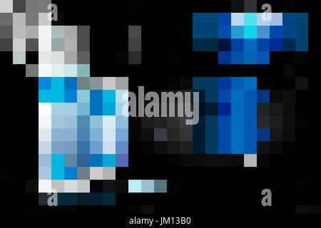 Imballaggio di prodotti cosmetici dopo la crema per la rasatura e schiuma da barba su uno sfondo blu con gocce d'acqua. Realistico illustrazione vettoriale. Illustrazione Vettoriale