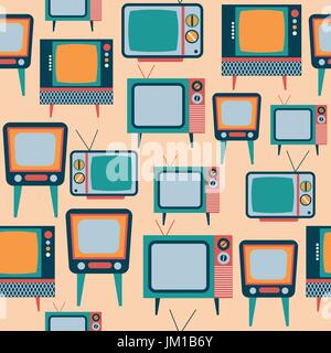 Modello senza cuciture con retro tv, formato vettoriale Illustrazione Vettoriale