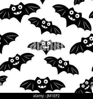 Halloween seamless pattern con black bat. Bellissimo sfondo per decorazione halloween disegni. Carino arte minimalista elementi su sfondo bianco. Foto Stock