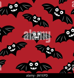 Halloween seamless pattern con black bat. Bellissimo sfondo per decorazione halloween disegni. Carino arte minimalista elementi su sfondo bianco. Foto Stock