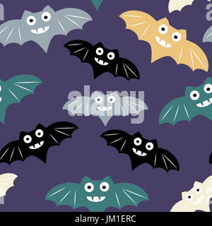 Halloween seamless pattern con colorul bat. Bellissimo sfondo per decorazione halloween disegni. Foto Stock