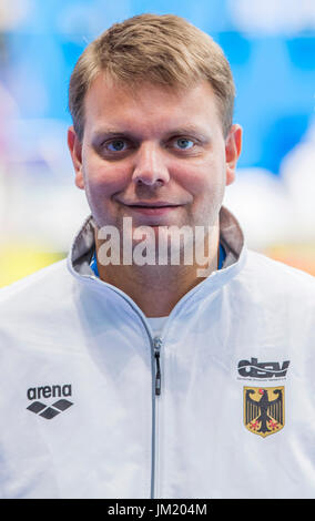 Budapest, Ungheria. Xxv Luglio, 2017. L'Allenatore di nuoto tedesco Associazione, Dane Stefan Hansen presso i Campionati del Mondo di nuoto FINA 2017 a Budapest, Ungheria, 25 luglio 2017. Foto: Jens Büttner/dpa-Zentralbild/dpa/Alamy Live News Foto Stock