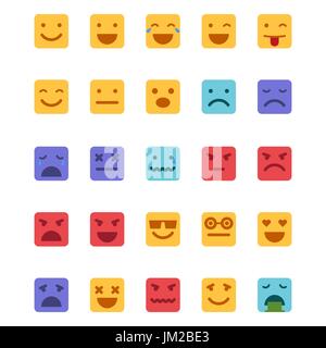 Emoticon squadrato vettore set di icone. Illustrazione Vettoriale