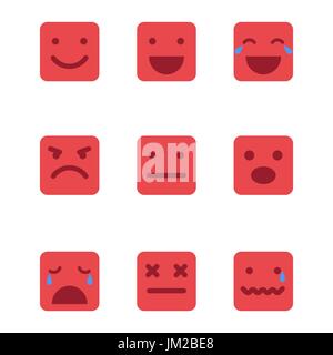 Emoticon squadrato vettore set di icone. Illustrazione Vettoriale