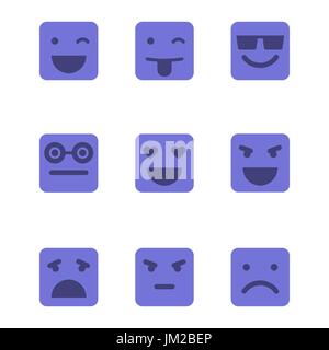 Emoticon squadrato vettore set di icone. Illustrazione Vettoriale