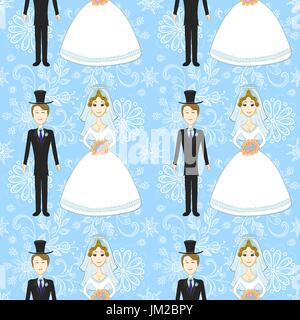 Sposa e lo Sposo modello senza giunture Illustrazione Vettoriale