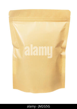 Sigillato carta Craft Pouch Bag su sfondo bianco Foto Stock