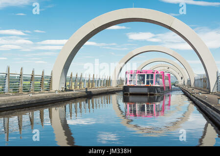 Il Falkirk Wheel - Gita in barca sulla parte superiore della ruota Foto Stock