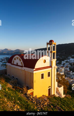 Chiesa di Agia Marina Village di Leros Island, Grecia. Foto Stock