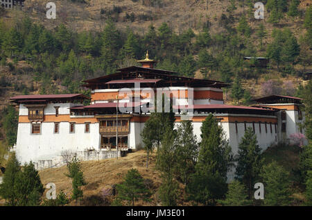 Chagri o Cheri monastero, costruito 1620, Valle di Thimphu, Bhutan Foto Stock