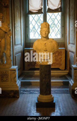 Busto in Villa Borghese, Roma Foto Stock