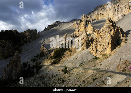 Paesaggio lunare a casse deserte, Col d'Izoard, alpi, Francia. Foto Stock