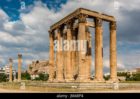 Tempio di Zeus Olimpio o Olympieion, Atene, Attica, Grecia Foto Stock