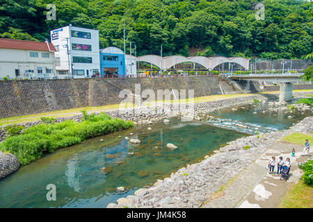 HAKONE, Giappone - Luglio 02, 2017: la splendida vista del fiume presso la città di Hakone Foto Stock