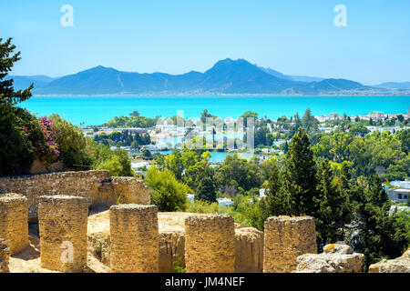 Il paesaggio con le antiche rovine di Cartagine. Tunisi, Tunisia, Africa Foto Stock