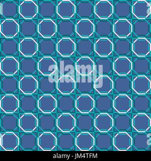 Arabo di piastrelle a mosaico pattern senza giunture con abstract blue forma geometrica decorazione. EPS10 vettore. Illustrazione Vettoriale