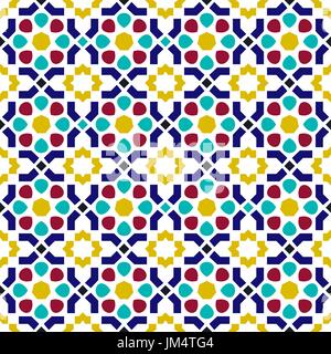 Classic ceramica araba di piastrelle a mosaico pattern senza giunture con abstract forma geometrica decorazione basata sul tradizionale orientale modelli di Moresco. EPS10 vect Illustrazione Vettoriale