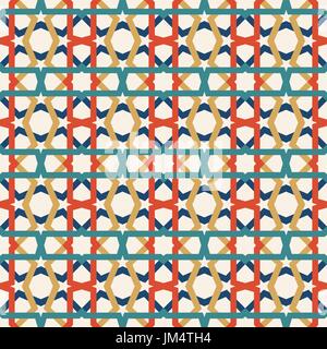 Ceramica classica di piastrelle a mosaico pattern senza giunture con abstract forma geometrica decorazione. Intrecciano piastrellato moderno modello basato su tradizionali orientali Moo Illustrazione Vettoriale