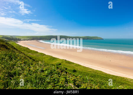 Vista verso Putsborough Sands da Woolacombe Warren Devon England Regno Unito Europa Foto Stock