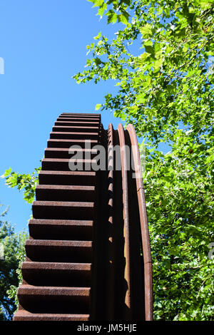 Ruota storico nella parte superiore della Funicolare de Artxanda - la funicolare a Bilbao, Spagna Foto Stock